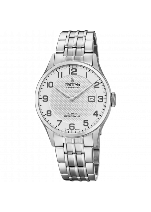 Festina swiss made watch f20005/1 silver steel strap, men's