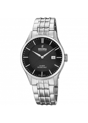 Festina swiss made watch f20005/4 black steel strap, men's