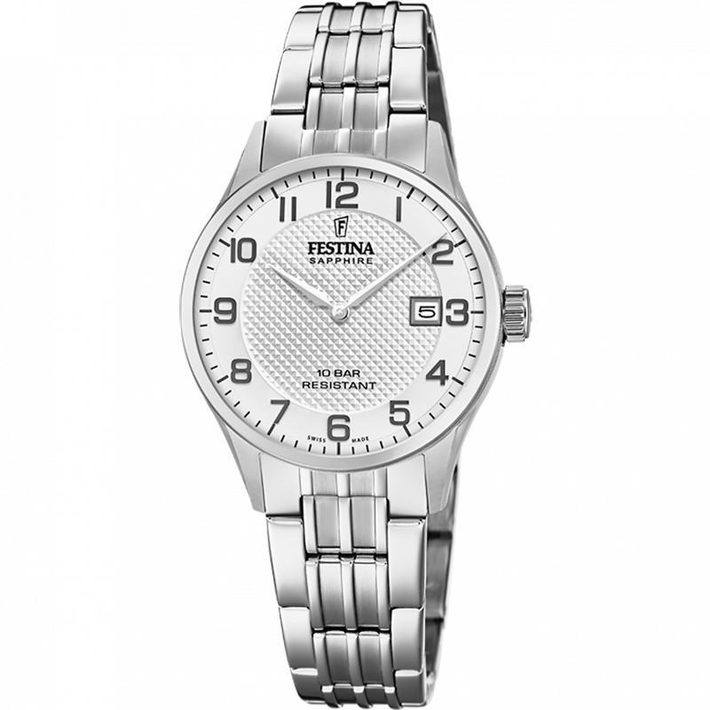 Festina swiss made watch f20006/1 silver steel strap, women's