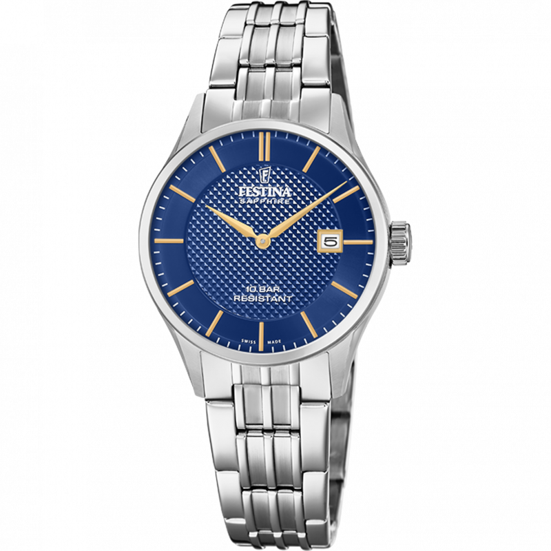 Festina swiss made watch f20006/3 blue steel strap, women