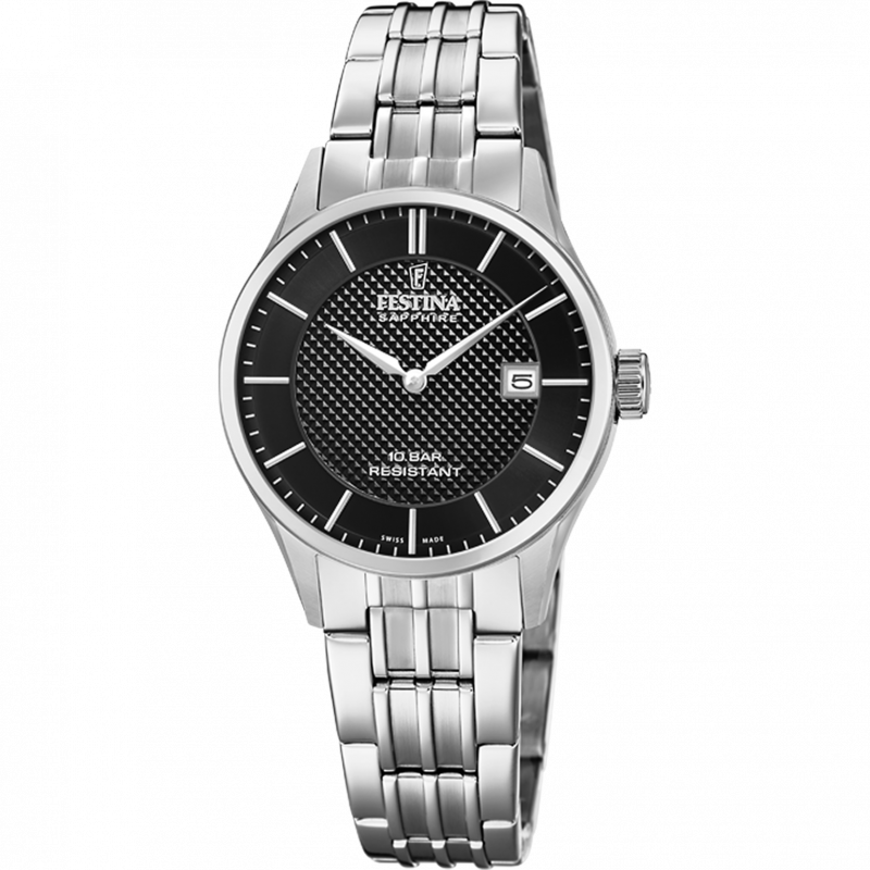 Festina swiss made watch f20006/4 black steel strap, women's