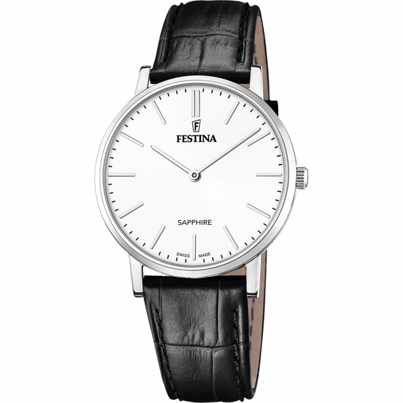 Festina swiss made watch f20012/1 white leather strap, men's