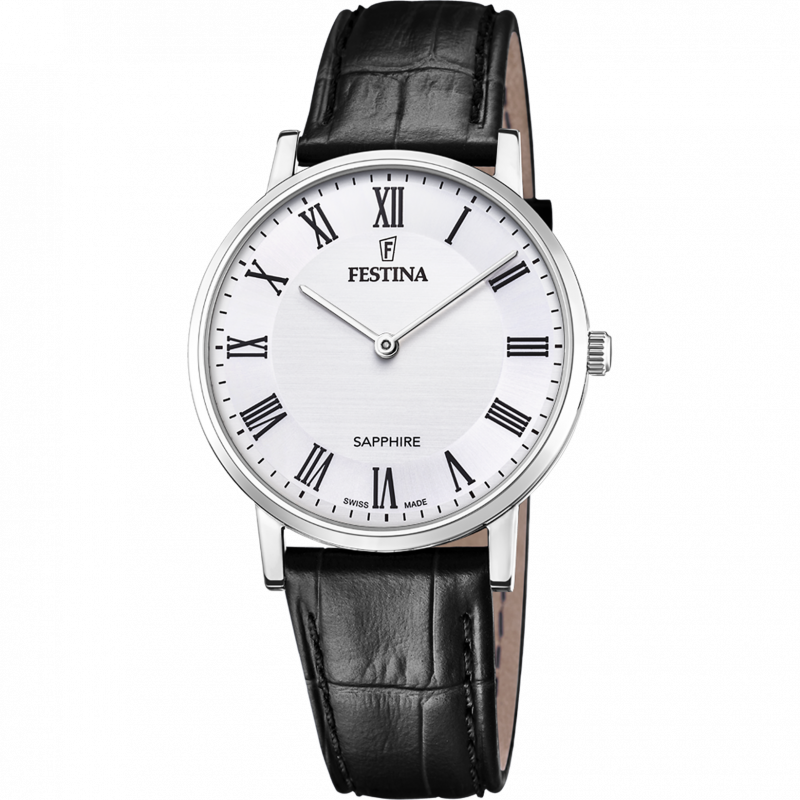 Festina swiss made watch f20012/2 white leather strap, men's