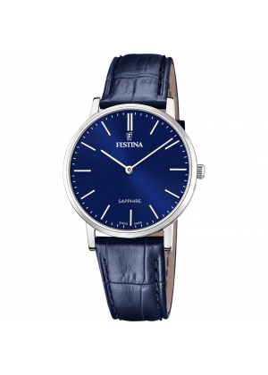 Festina swiss made watch f20012/3 blue leather strap, men's