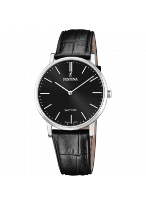 Festina swiss made watch f20012/4 black leather strap, men's