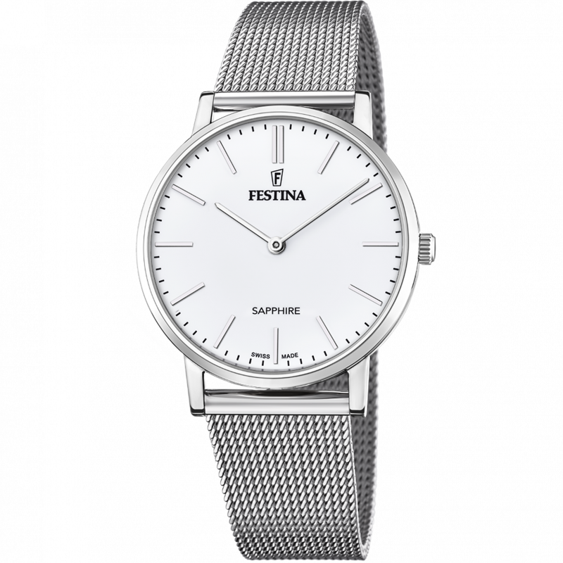 Festina swiss made watch f20014/1 white steel strap, men's