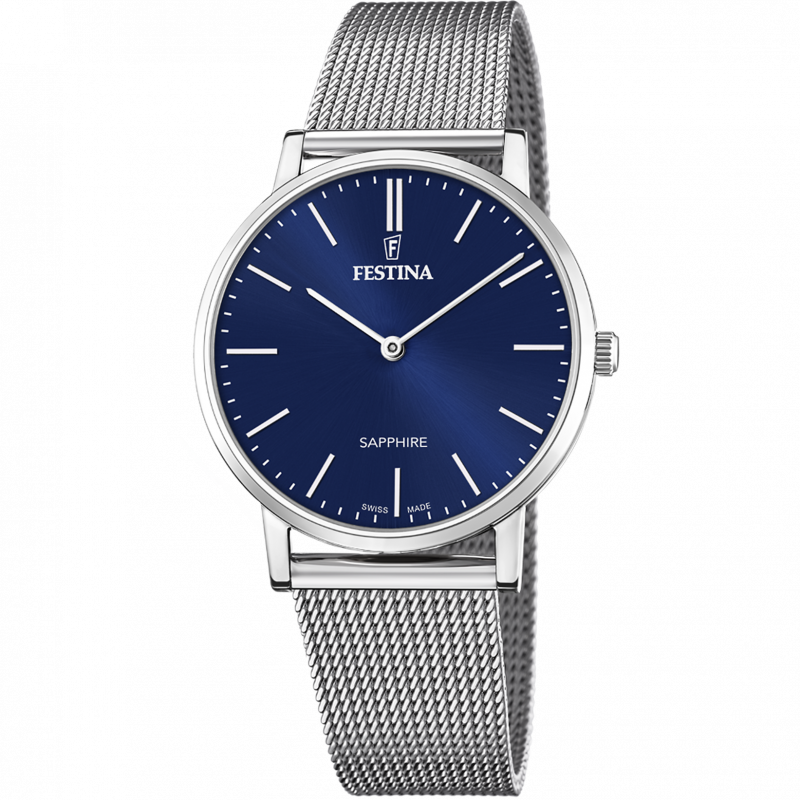 Festina swiss made watch f20014/2 blue steel strap, men's