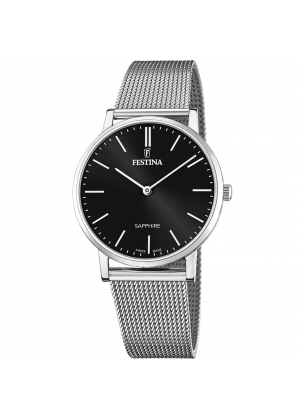 Festina swiss made watch f20014/3 black steel strap, men's