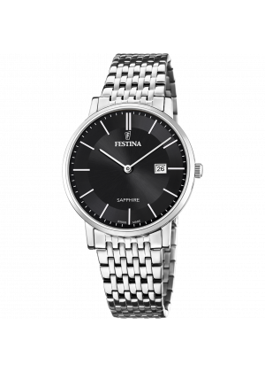 Festina swiss made watch f20018/3 black steel strap, men's