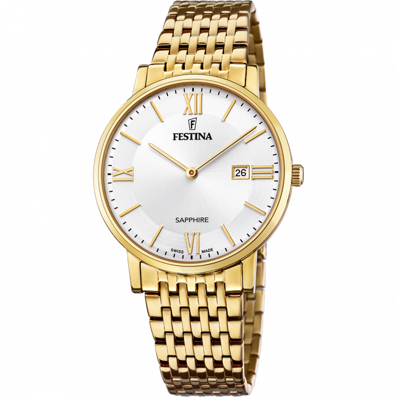 Festina swiss made watch f20020/1 silver steel strap, men's