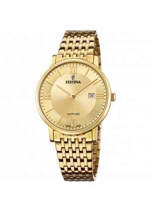 Festina swiss made watch f20020/2 gold steel strap, men's