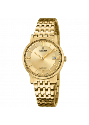 Festina swiss made watch f20021/2 champagne steel strap, women's