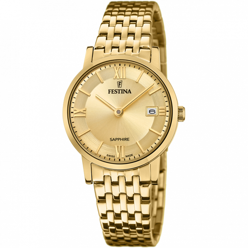 Festina swiss made watch f20021/2 champagne steel strap, women's