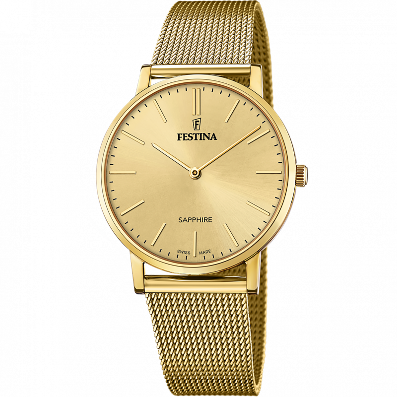 Festina watch f20022/2 champagne steel strap, men's