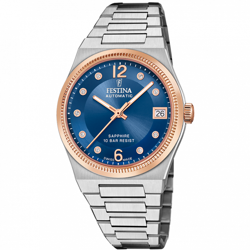 Festina women's watch swiss made rivé f20031/2 blue