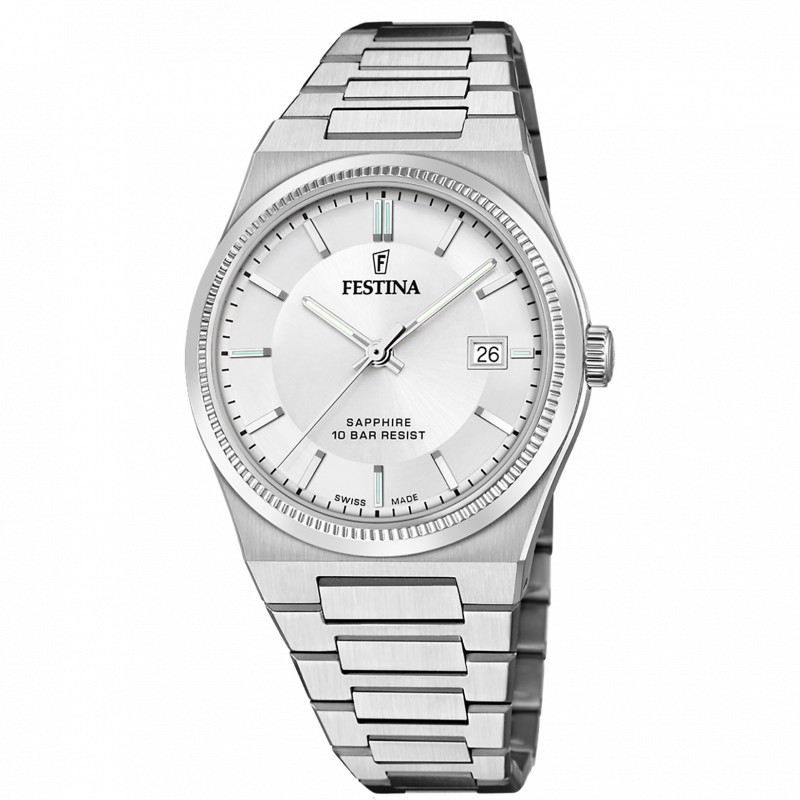 Festina swiss made men's watch rivé f20034/1 silver