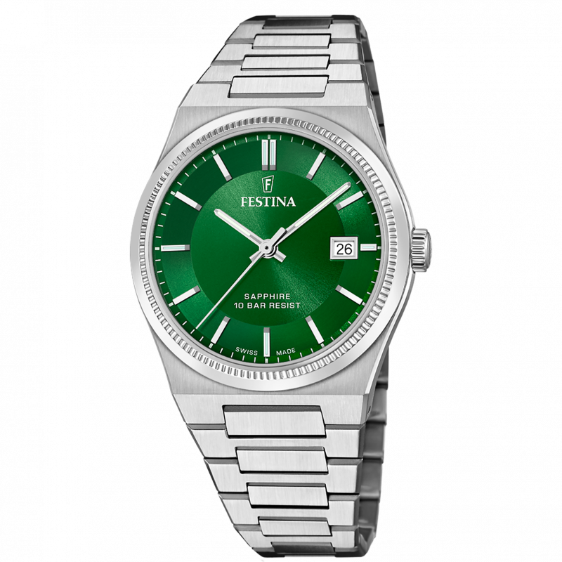 Festina men's watch swiss made rivé f20034/3 green