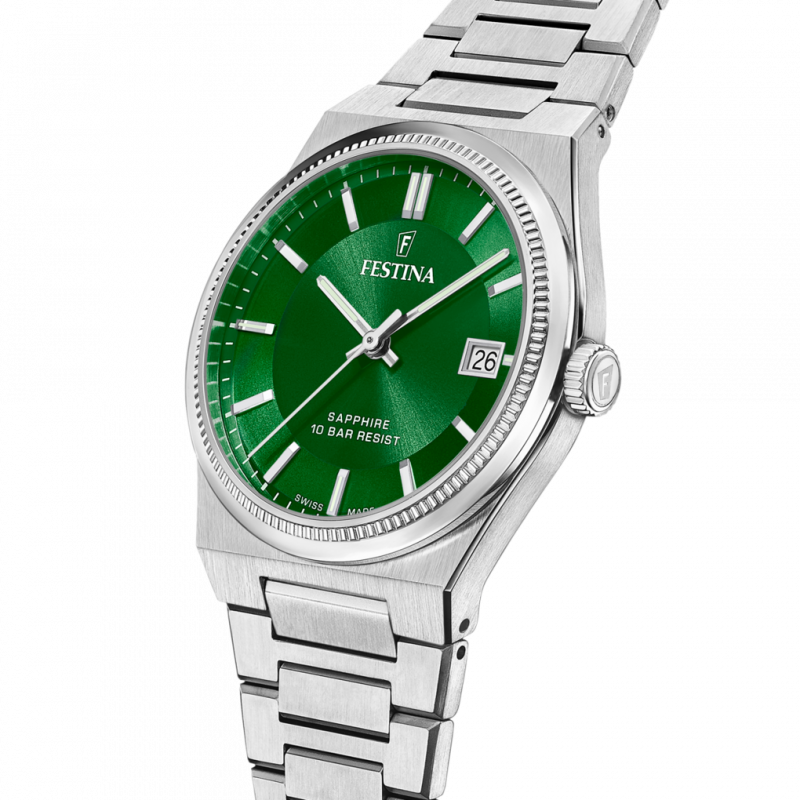 Festina men's watch swiss made rivé f20034/3 green