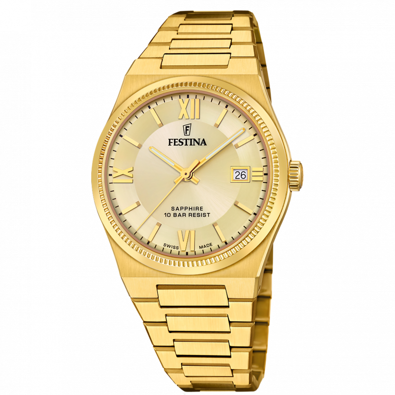 Festina swiss made men's watch rivé f20038/2 beige