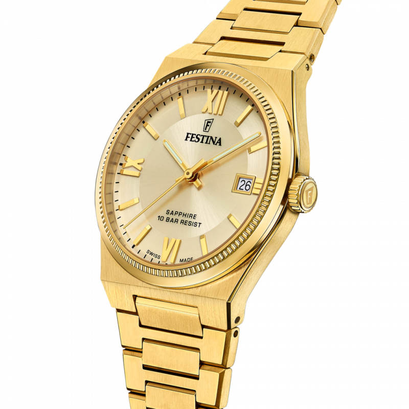 Festina swiss made men's watch rivé f20038/2 beige