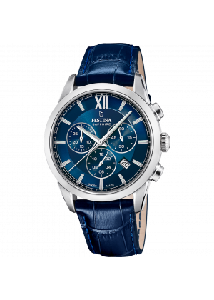 Festina swiss made men's blue leather watch bracelet f20041/2