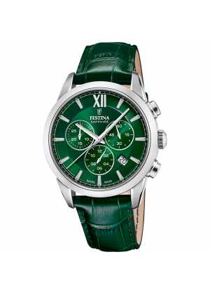 Festina swiss made men's green leather watch bracelet f20041/3