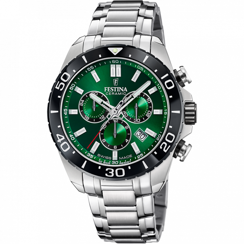 Festina swiss made men's green stainless steel watch bracelet f20042/3