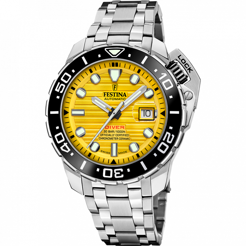 Festina swiss men's yellow watch f20043/1