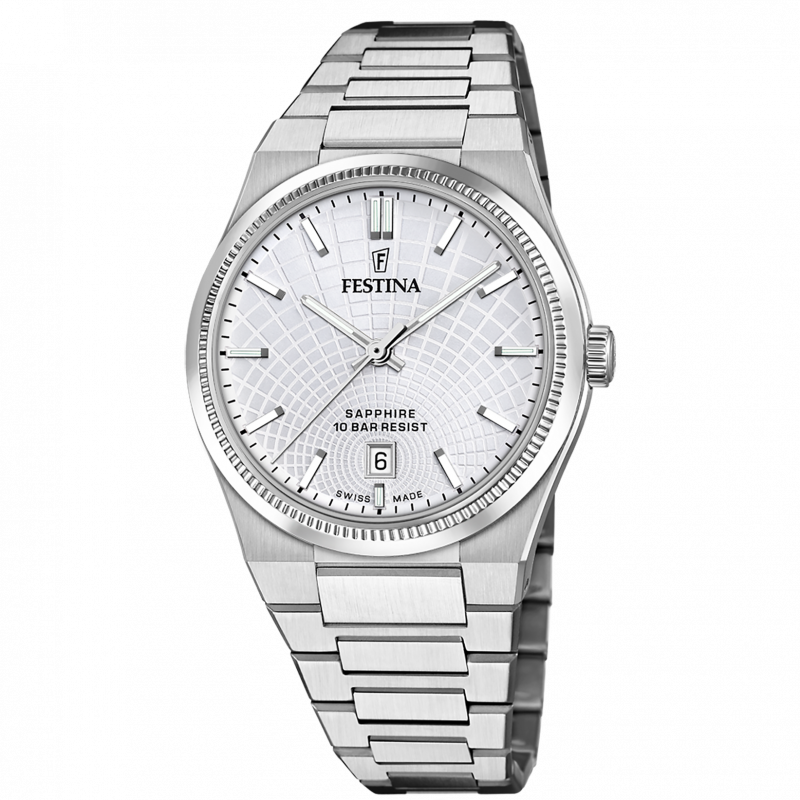 Festina swiss made men's watch rivé f20051/1 silver