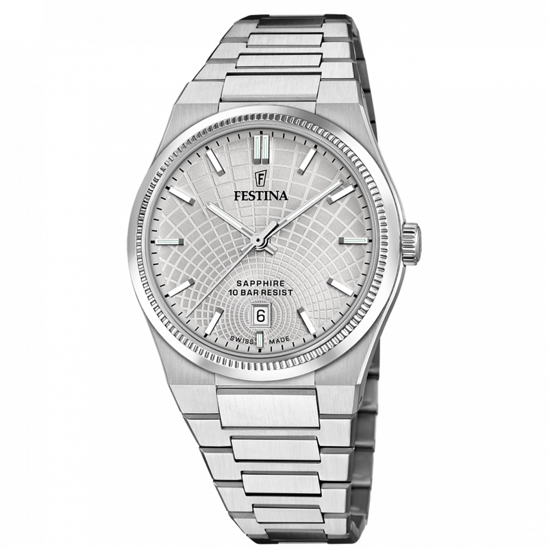 Festina swiss made men's watch rivé f20051/2 silver