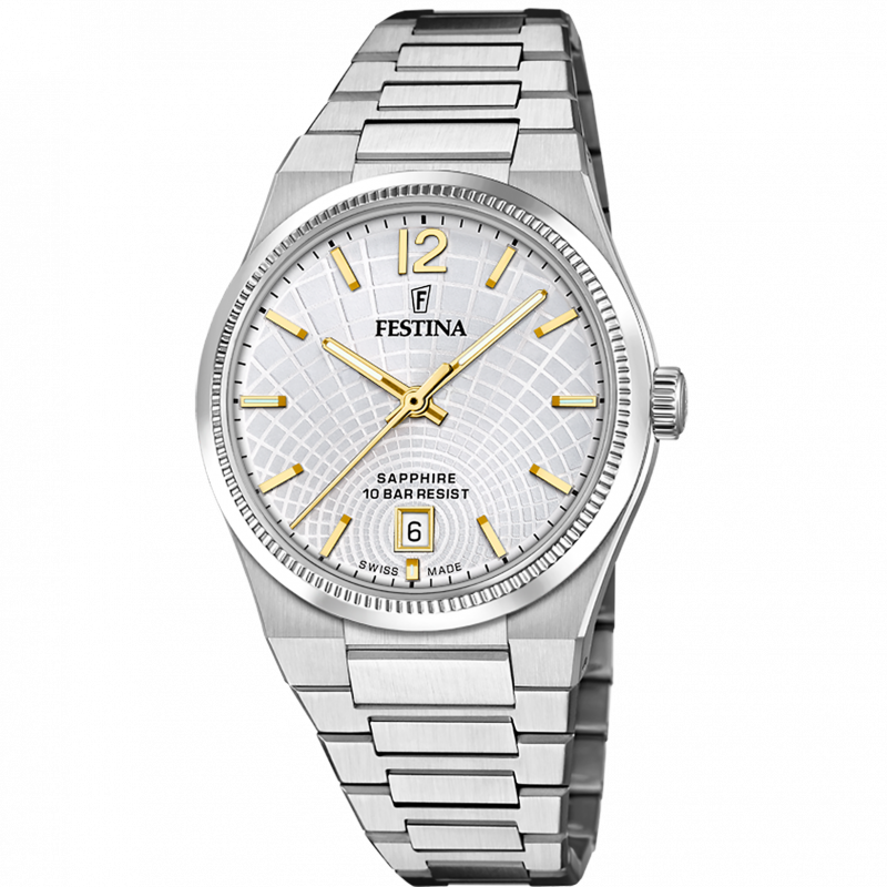 Festina women's watch swiss made rivé f20052/2 silver