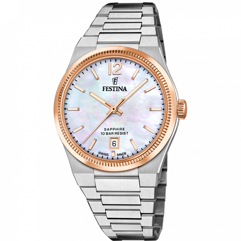 Festina women's watch swiss made rivé f20066/1 beige