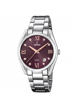 Festina boyfriend collection watch f16790/e burgundy steel strap, women