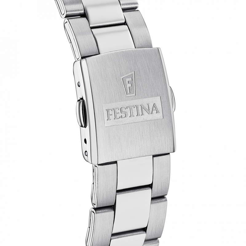 Festina timeless chronograph watch f16820/2 blue steel strap, men