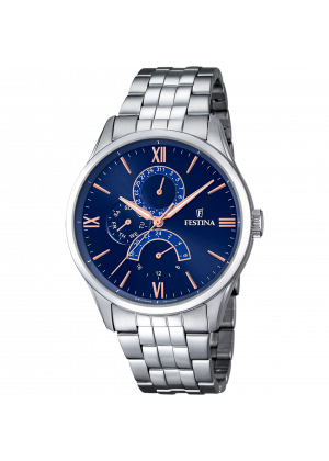 Festina retro watch f16822/3 blue steel strap, men