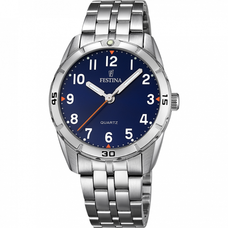 Festina junior collection watch f16907/2 blue steel strap, children's.