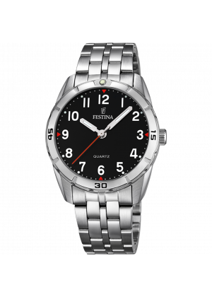 Festina junior collection watch f16907/3 black steel strap, children's.