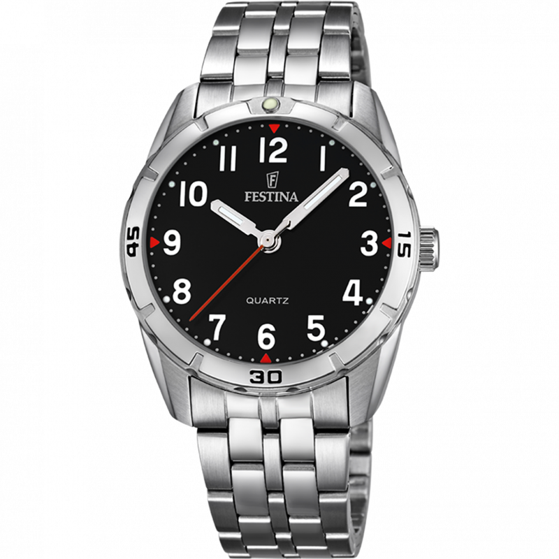 Festina junior collection watch f16907/3 black steel strap, children's.