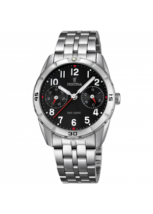 Festina junior collection watch f16908/3 black steel strap, children's.