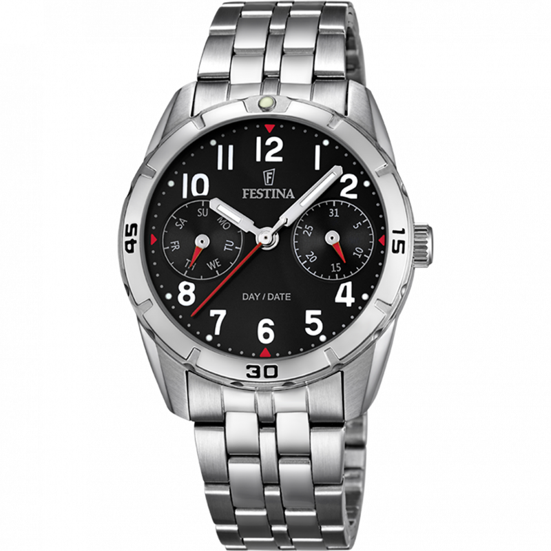 Festina junior collection watch f16908/3 black steel strap, children's.