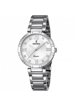 Festina watch mademoiselle f16936/a silver steel strap, women's