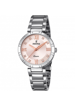 Festina mademoiselle watch f16936/c pink steel strap, women's