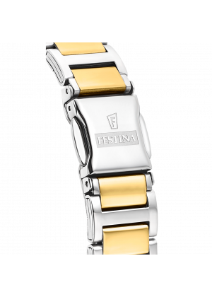 Festina watch mademoiselle f16937/b gold steel strap, women's