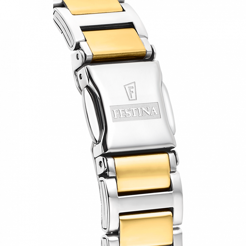 Festina watch mademoiselle f16937/b gold steel strap, women's