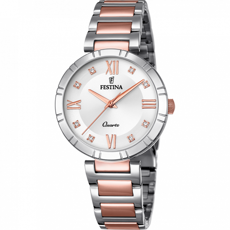 Festina mademoiselle watch f16937/d stainless steel with stainless steel strap, women's.