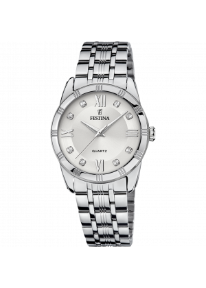 Festina watch mademoiselle f16940/a silver steel strap, women's