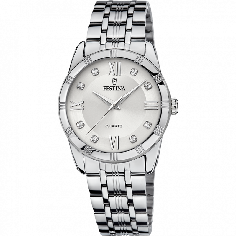 Festina watch mademoiselle f16940/a silver steel strap, women's