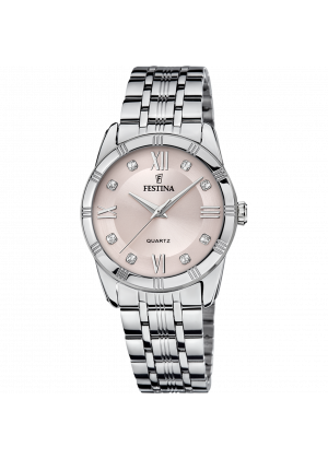 Festina mademoiselle watch f16940/c pink steel strap, women's