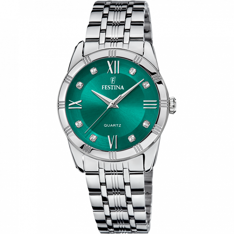 Festina watch f16940/f green stainless steel 316l strap, women