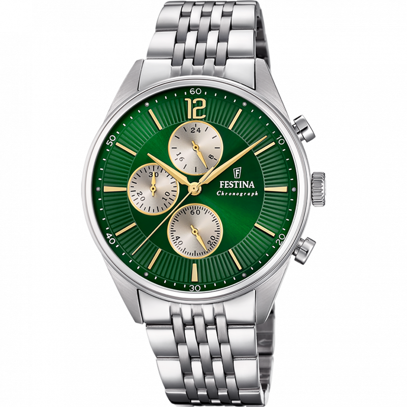 Festina watch f20285/9 green steel strap, men